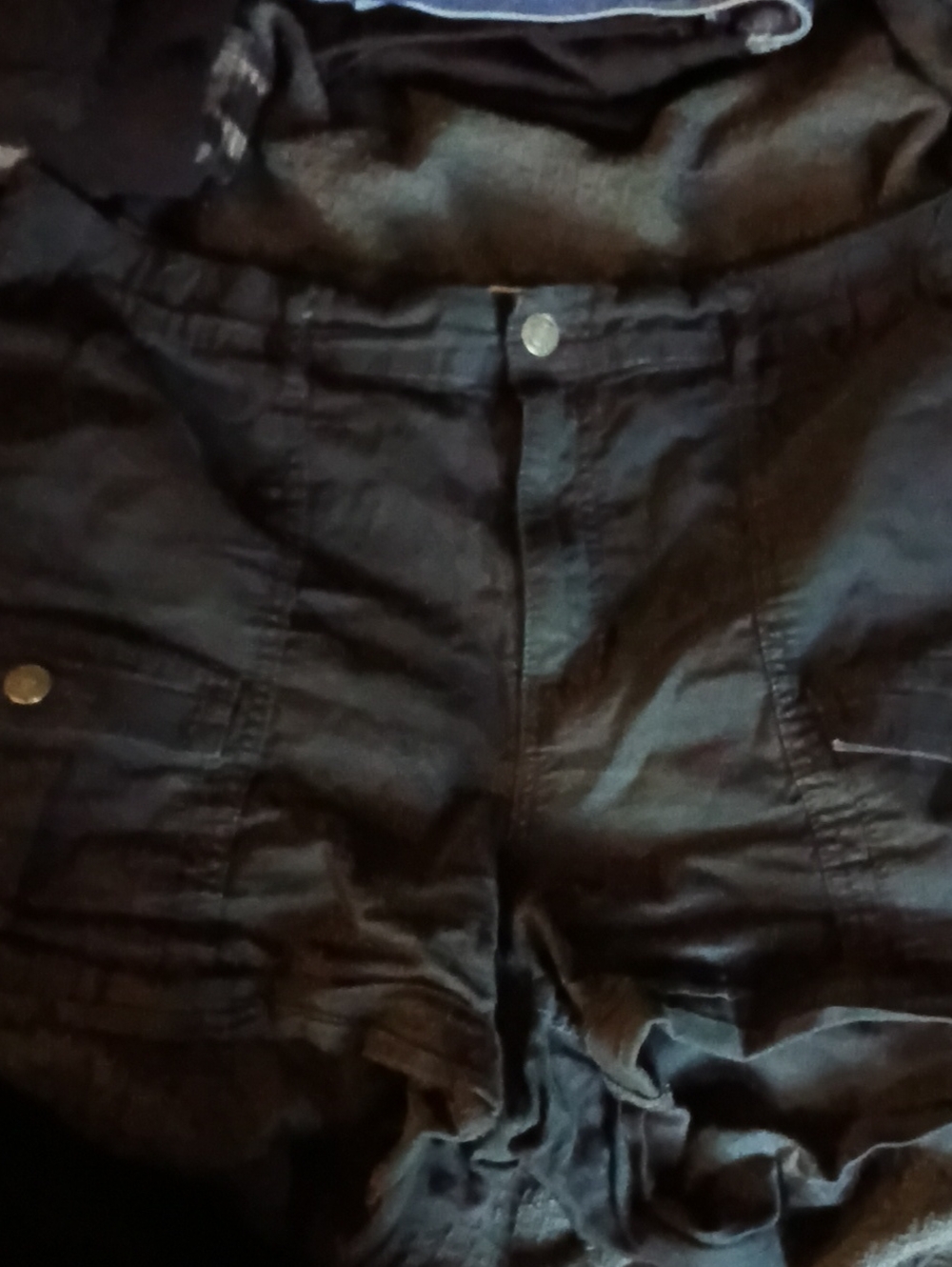 Time and Tru Black Cargo Shorts with Button Front